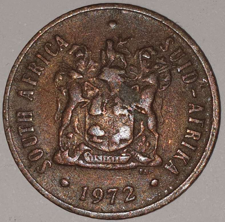 1972 - 2 CENT COIN (TWO CENT COIN) - RSA - BRONZE - KM#83 - BILINGUAL LEGEND - WILDEBEEST